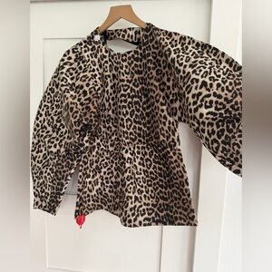 Ganni Leopard Phantom Blouse Sz 40